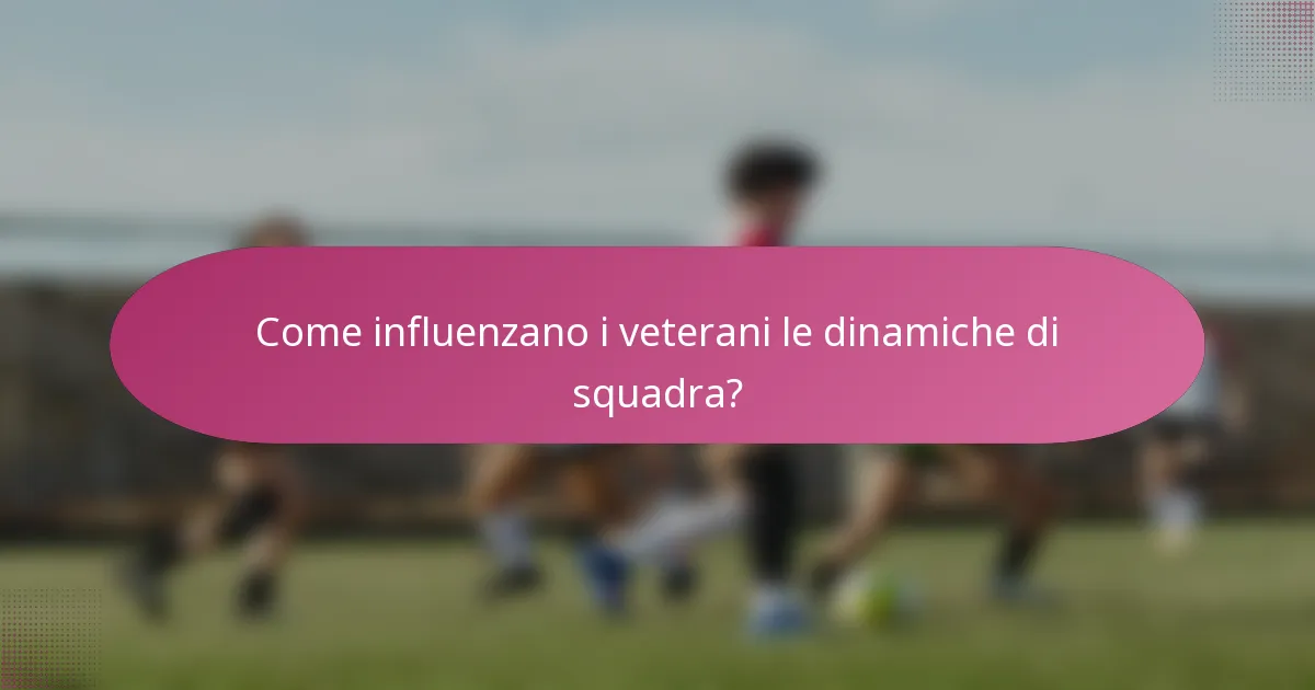 Come influenzano i veterani le dinamiche di squadra?