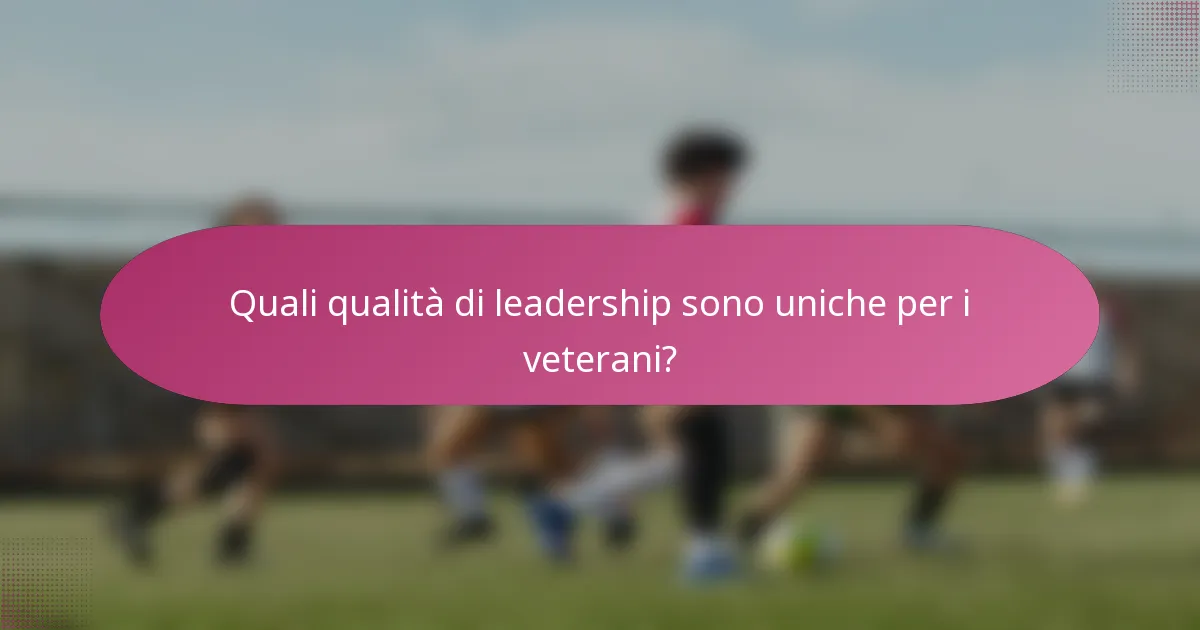 Quali qualità di leadership sono uniche per i veterani?