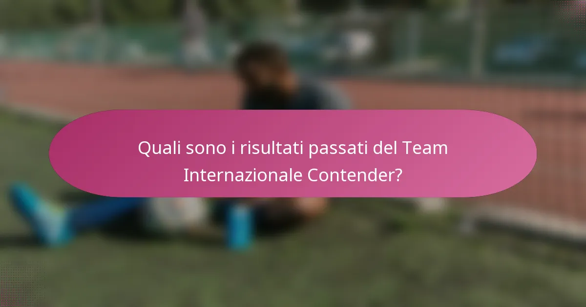 Quali sono i risultati passati del Team Internazionale Contender?