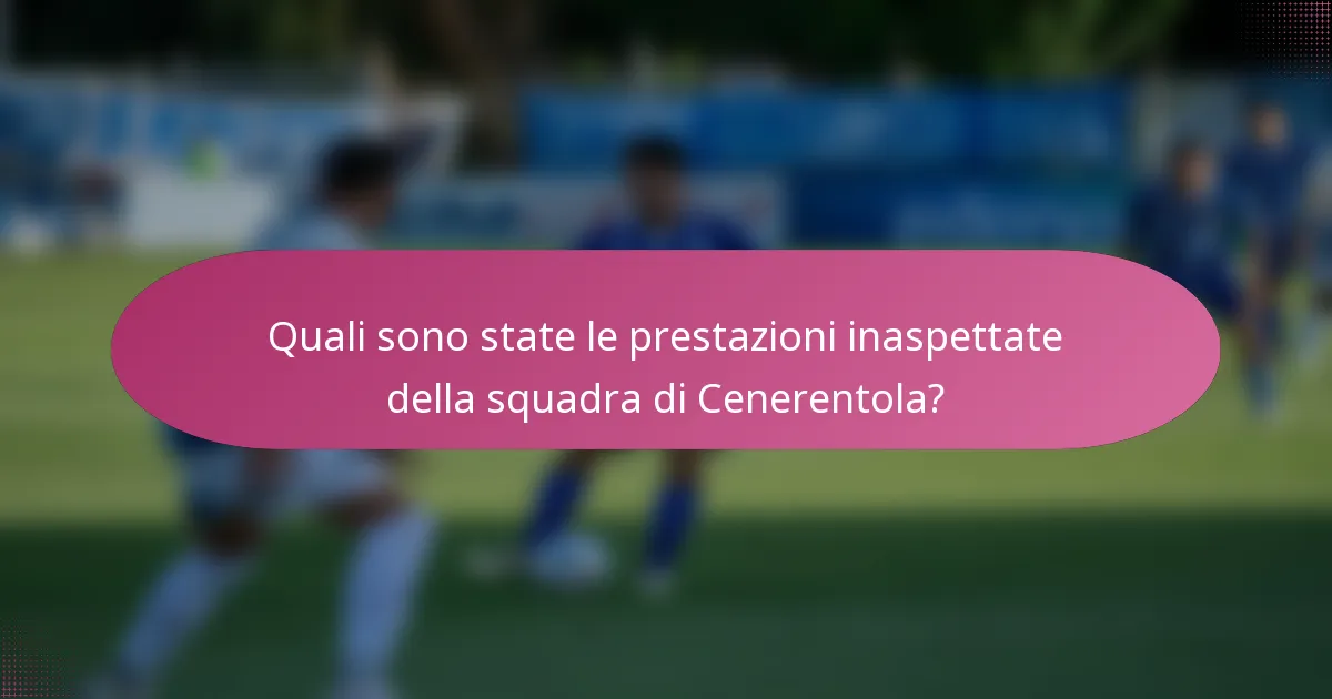 Quali sono state le prestazioni inaspettate della squadra di Cenerentola?