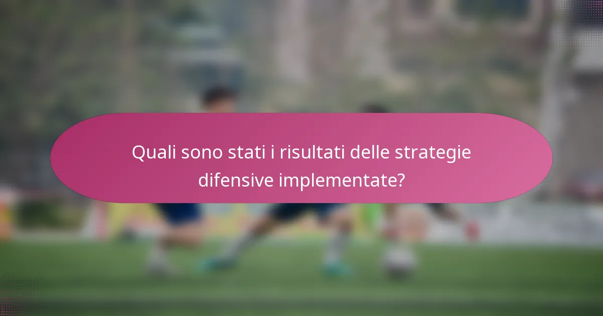 Quali sono stati i risultati delle strategie difensive implementate?
